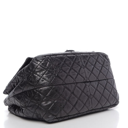 Chanel Metallic Aged Calfskin Quilted Reissue 2.55 Accordion Flap Black 5 of 13