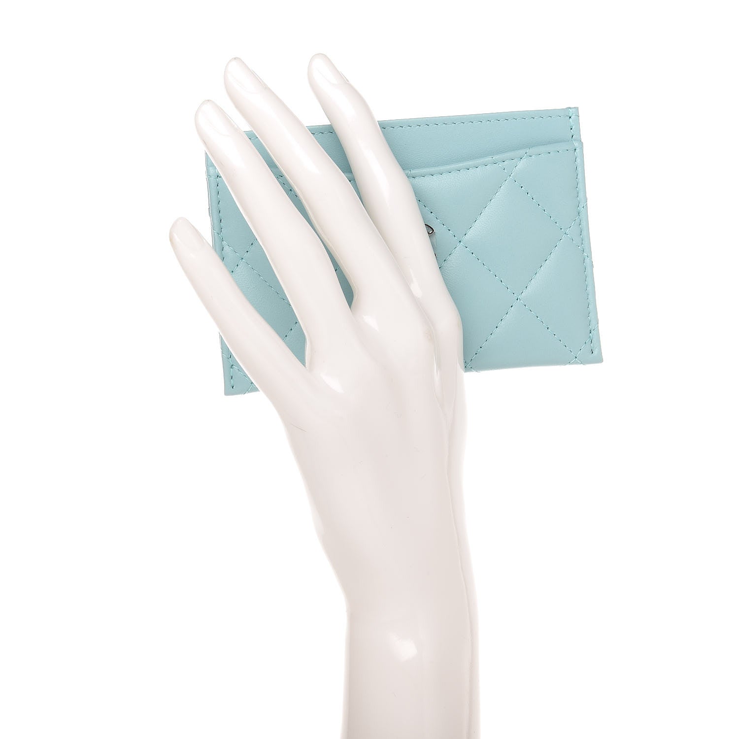 Chanel Lambskin Quilted Card Holder Light Blue 2 of 9