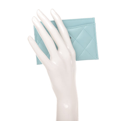 Chanel Lambskin Quilted Card Holder Light Blue 2 of 9
