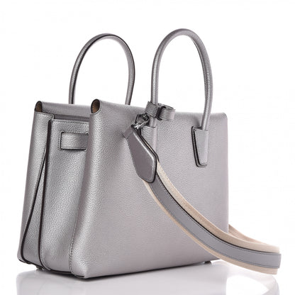 MCM Metallic Grained Calfskin Medium Milla Tote Spike Silver 3 of 7