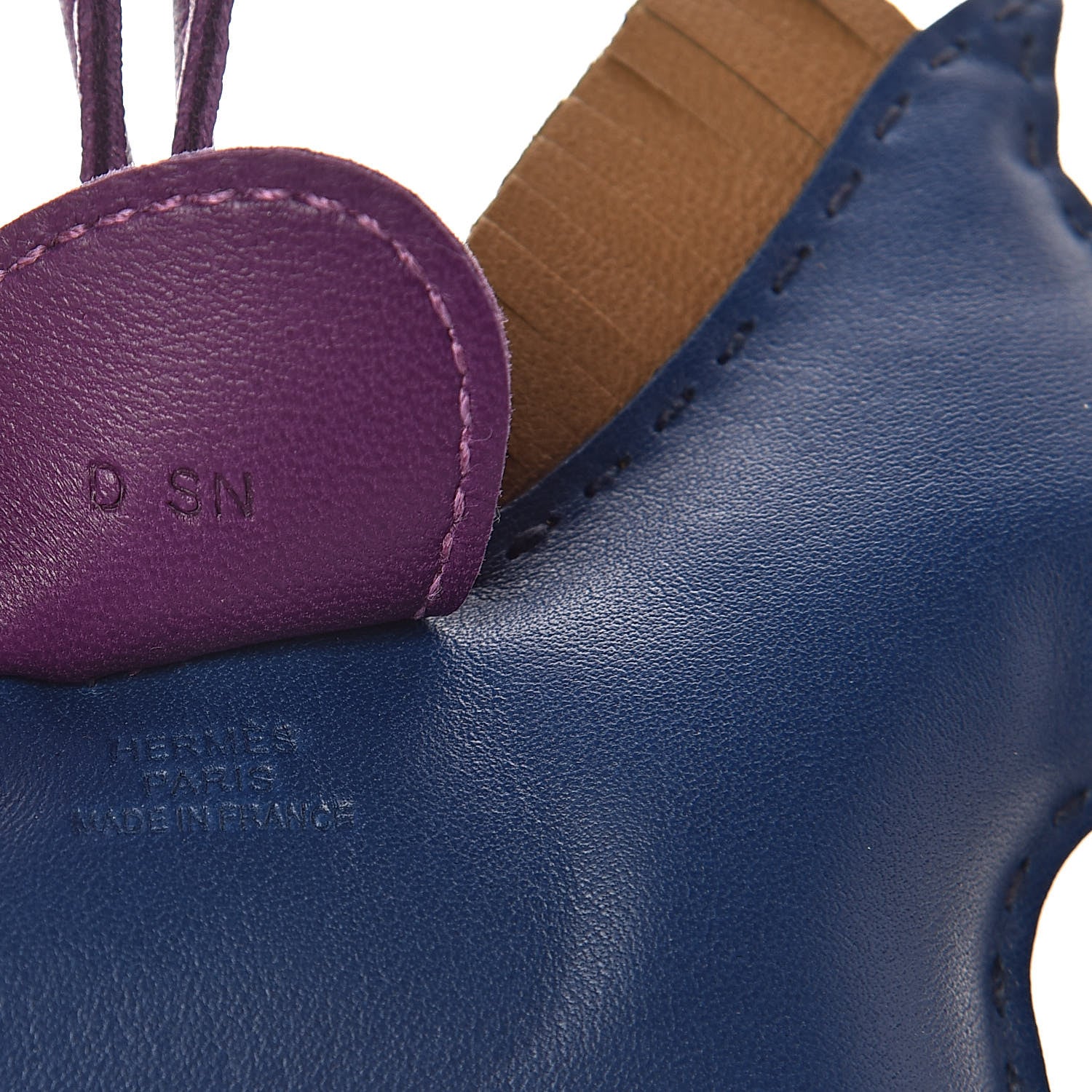 Hermes Milo Lambskin Grigri Rodeo Horse Bag Charm MM Bleu de Malte Kraft Violet 3 of 4