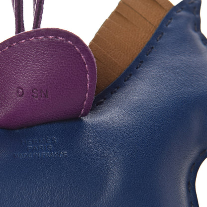 Hermes Milo Lambskin Grigri Rodeo Horse Bag Charm MM Bleu de Malte Kraft Violet 3 of 4