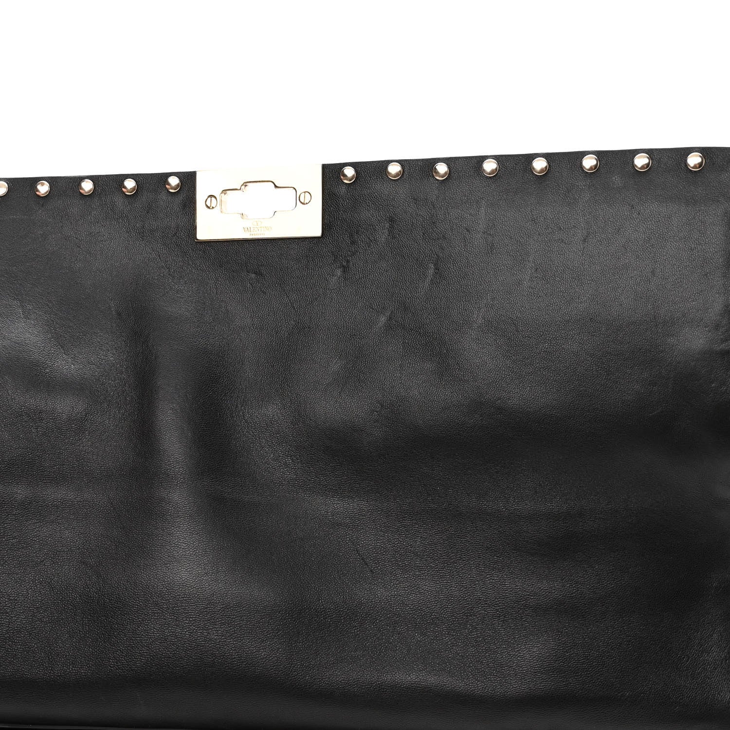 Valentino Garavani Lambskin Maxi Rockstud Spike Shoulder Bag Black 9 of 10