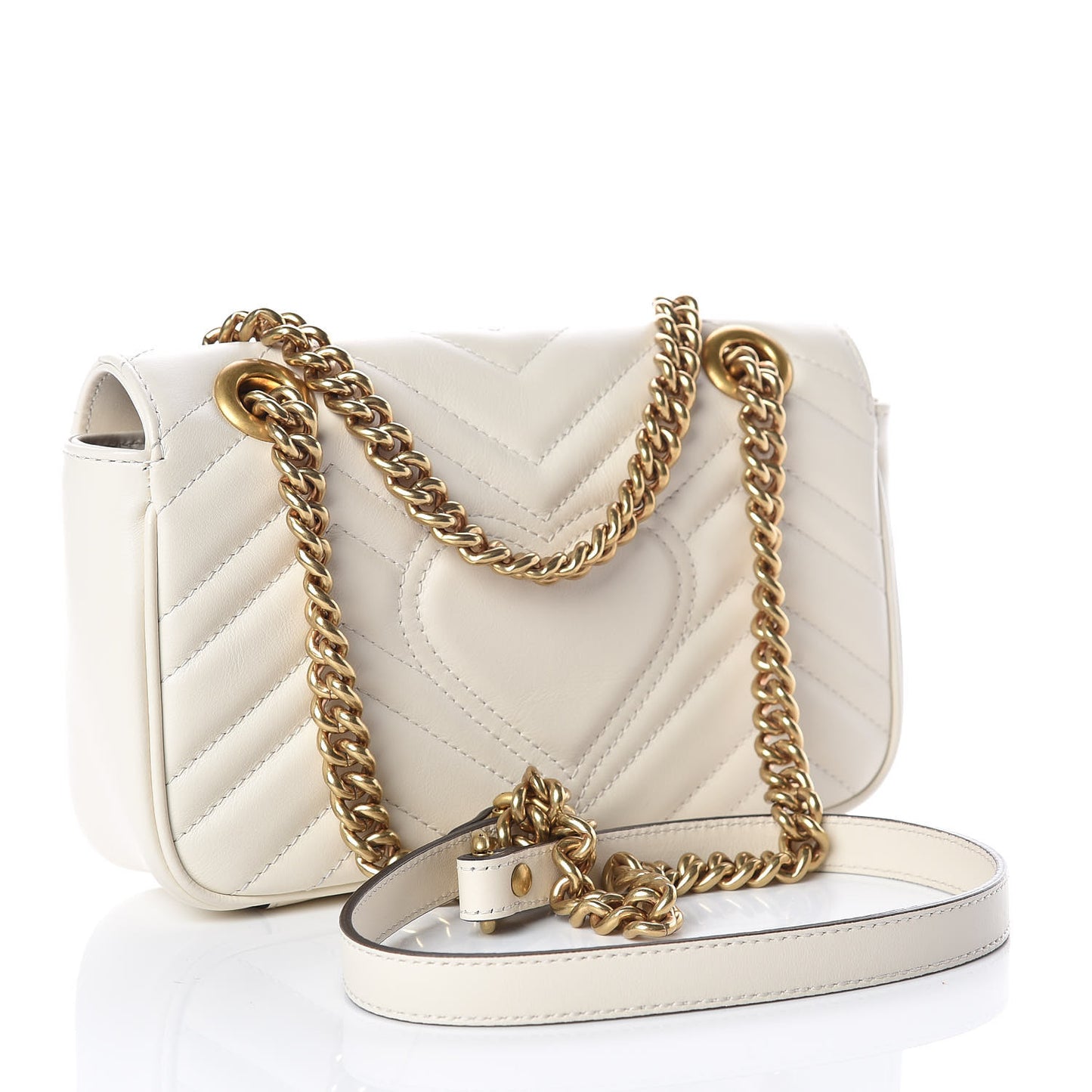 Calfskin Matelasse Mini GG Marmont Shoulder Bag White