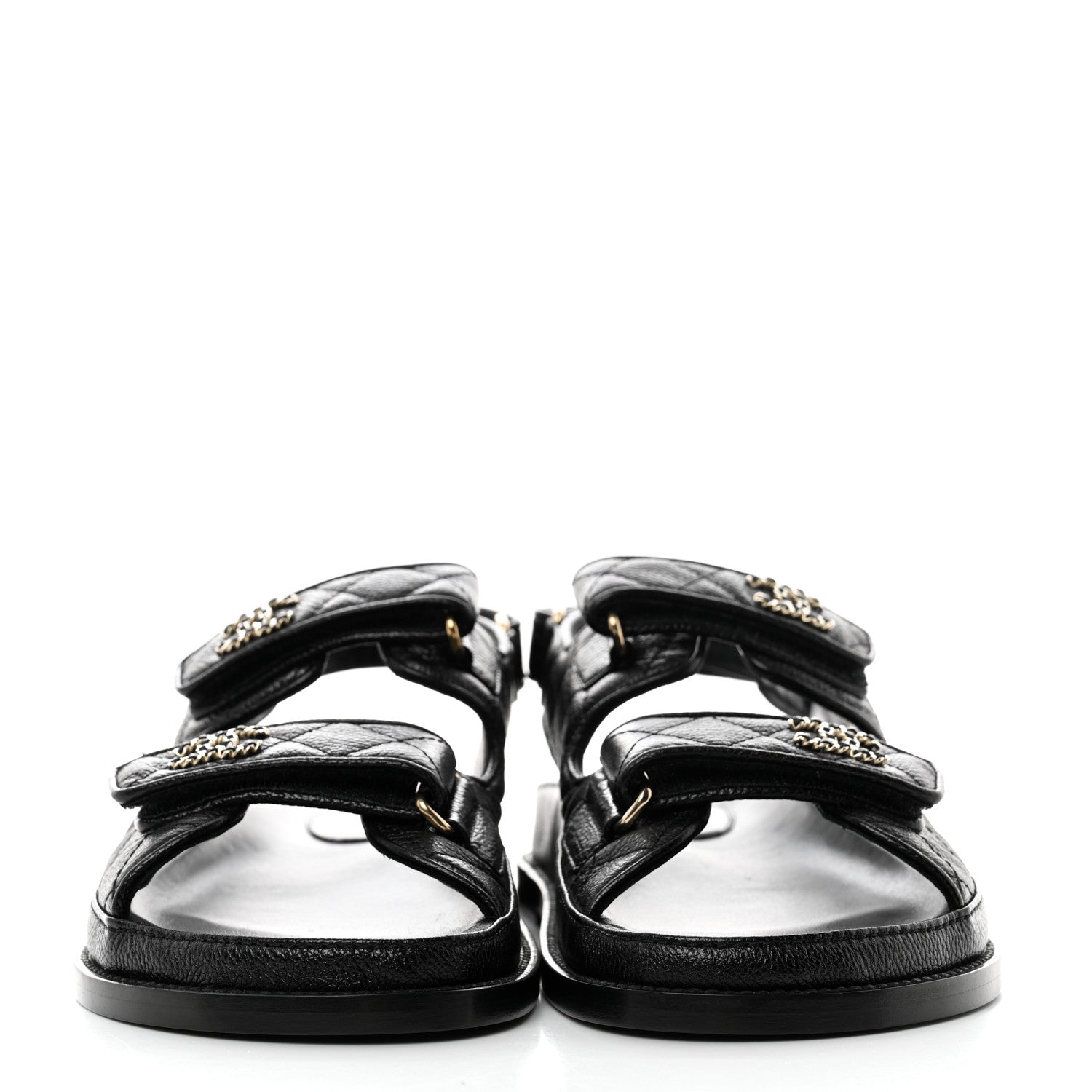 Chanel Grained Calfskin Velcro Dad Sandals 39 Black 2 of 9