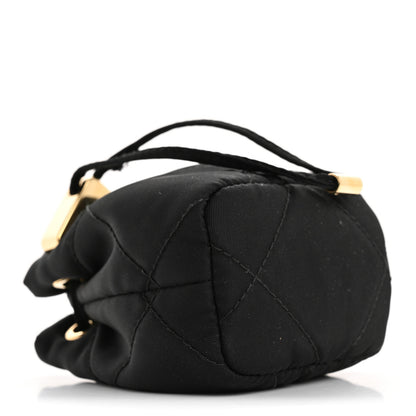 Prada Re-Nylon Quilted Metal Triangle Logo Mini Drawcord Pouch Shoulder Bag Black 10 of 16