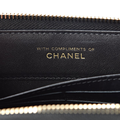 Chanel Lambskin Quilted Large Gusset Zipped Wallet Black 6 of 13