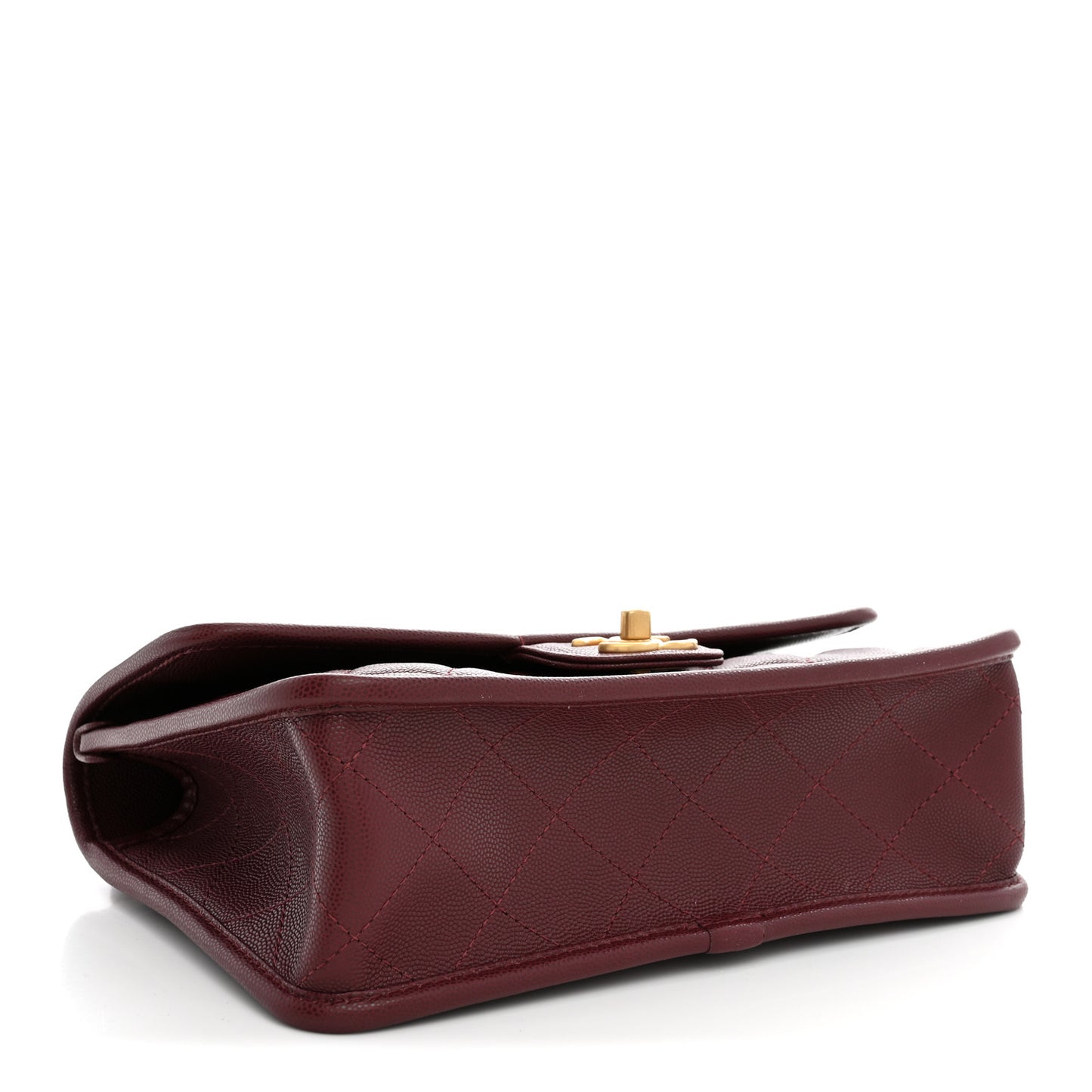 Caviar Quilted School Memory Top Handle Flap Burgundy
