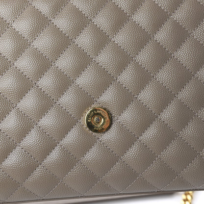 Saint Laurent Grain De Poudre Textured Mixed Matelasse Medium Triquilt Monogram Satchel Taupe 11 of 14
