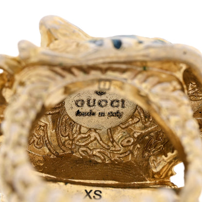 Gucci Metal Crystal Lion Head Ring XS Aged Gold Multicolor 5 of 8