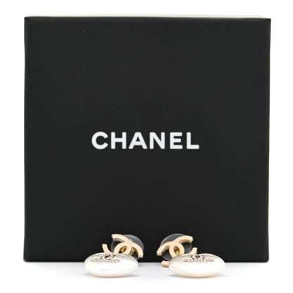 Chanel Metal Pearl Crystal Bead CC Heart Drop Earrings Pink Gold 5 of 5