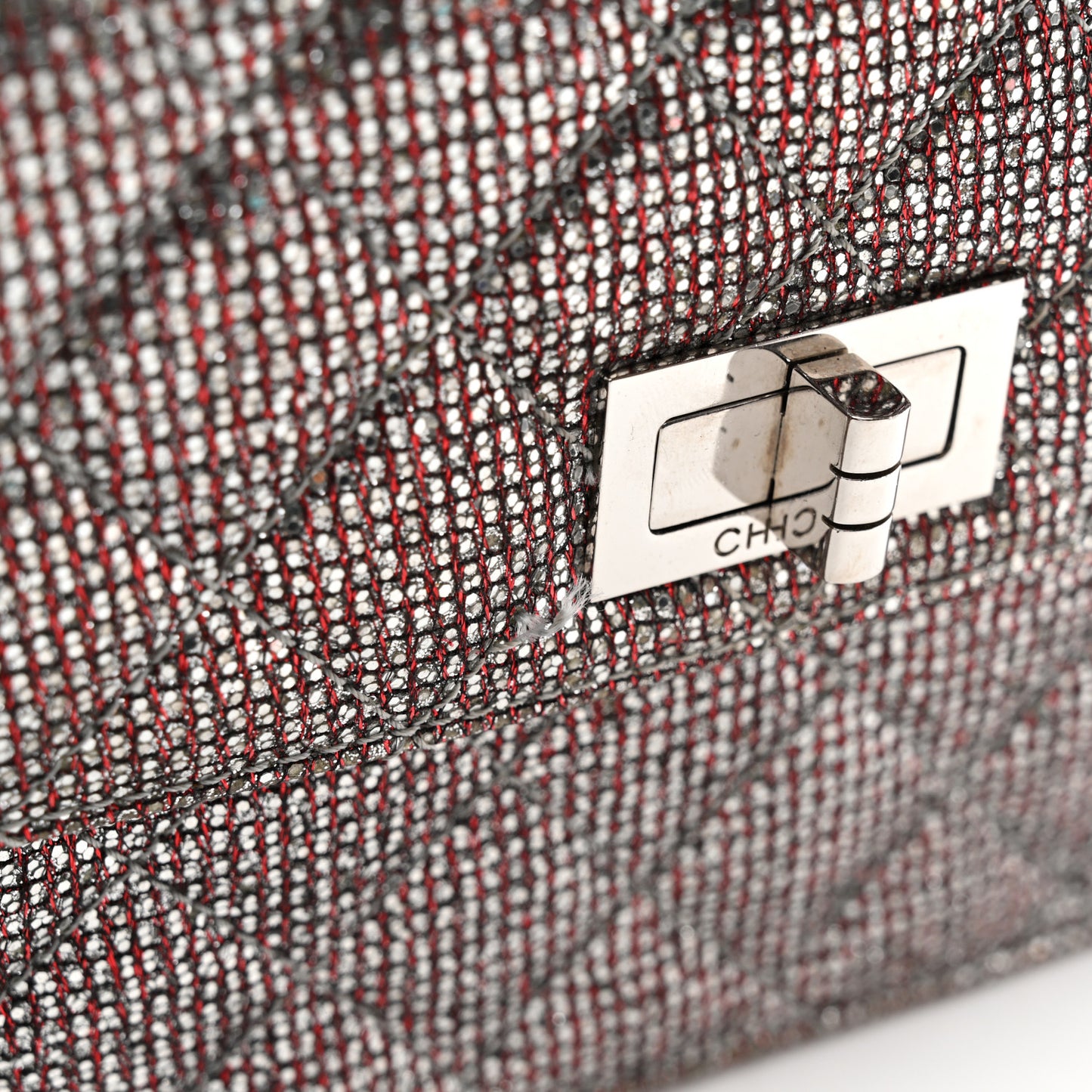 Crystal Quilted Mademoiselle Reissue 2.55 Flap Silver