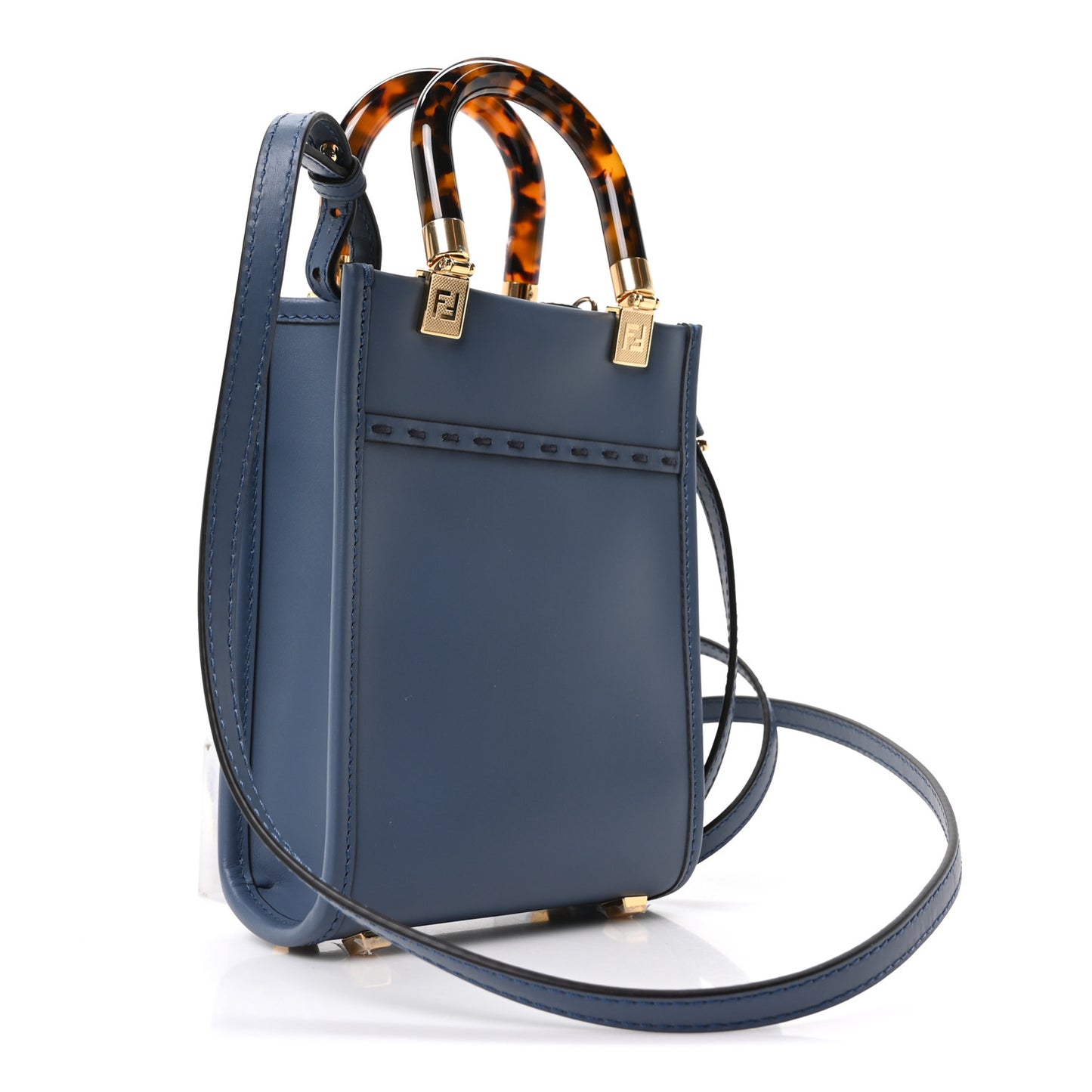 Vitello King Plexiglass Elaphe Snakeskin Print Logo Mini Fendi Sunshine Shopper Tote Mirto