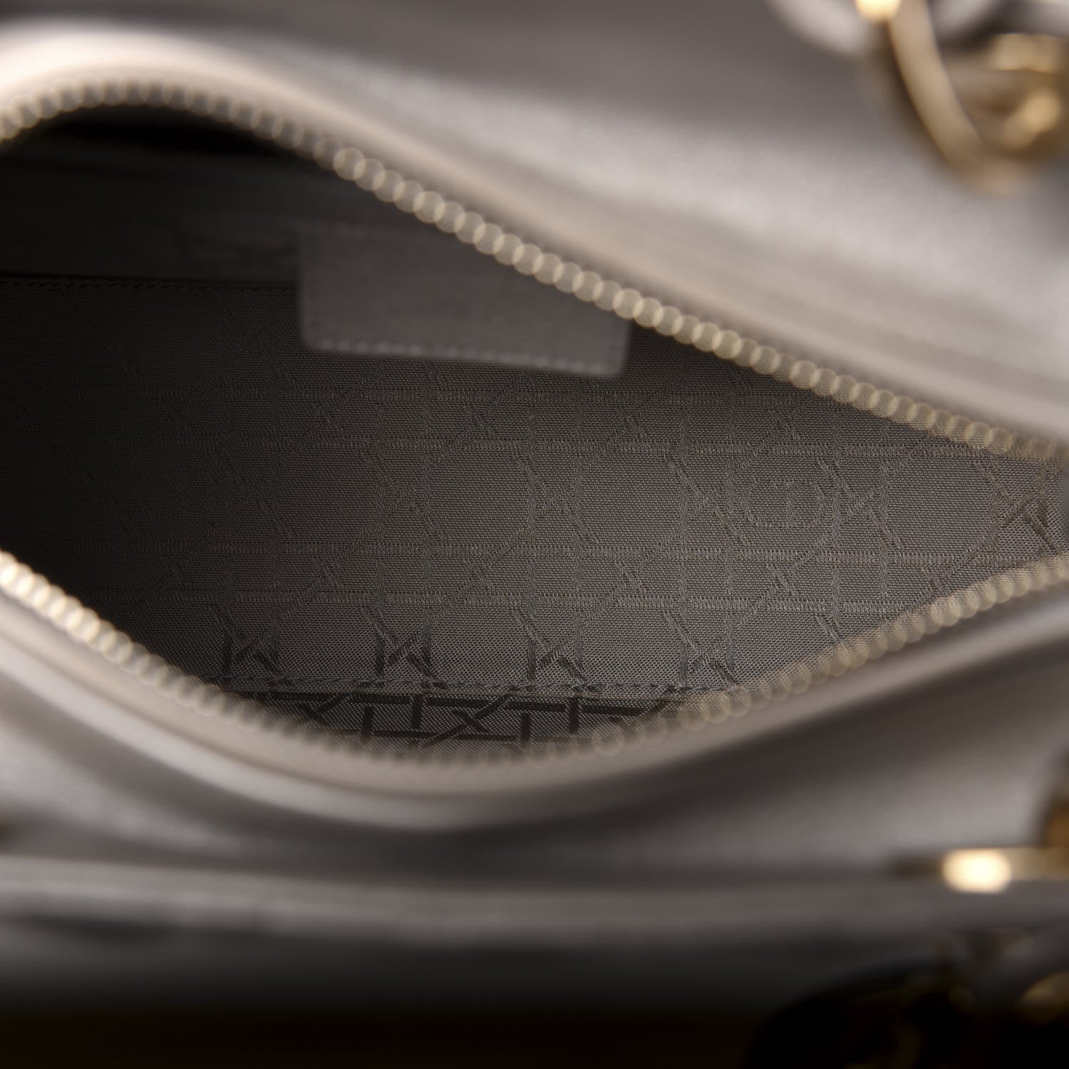 Christian Dior Pearly Lambskin Cannage Medium Lady Dior Grey 6 of 19
