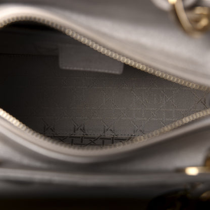Christian Dior Pearly Lambskin Cannage Medium Lady Dior Grey 6 of 19