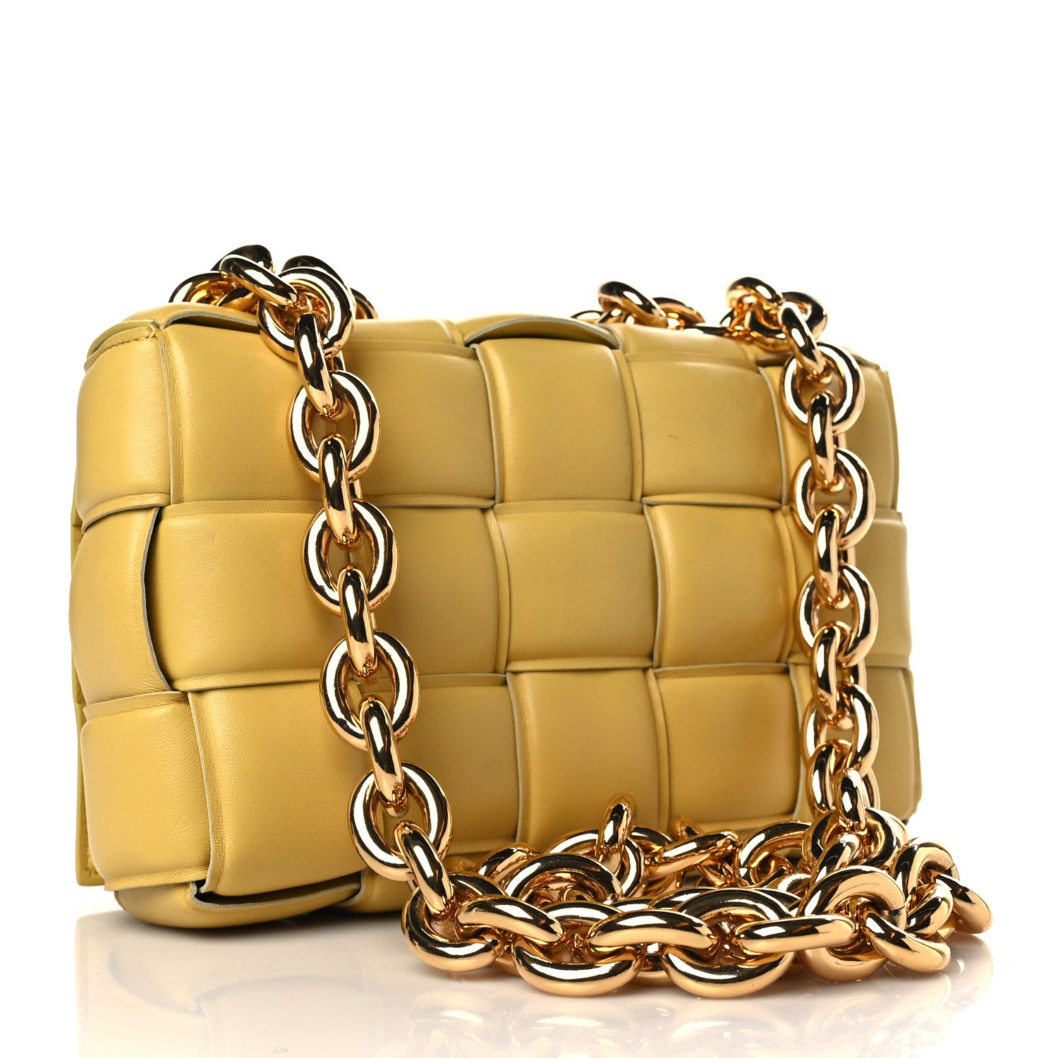 Bottega Veneta Lambskin Maxi Intreccio Padded Chain Cassette Crossbody Bag Butter 2 of 7