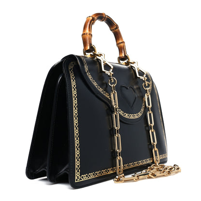 Gucci Calfskin Bamboo Medium Thiara Top Handle Bag Black 3 of 15