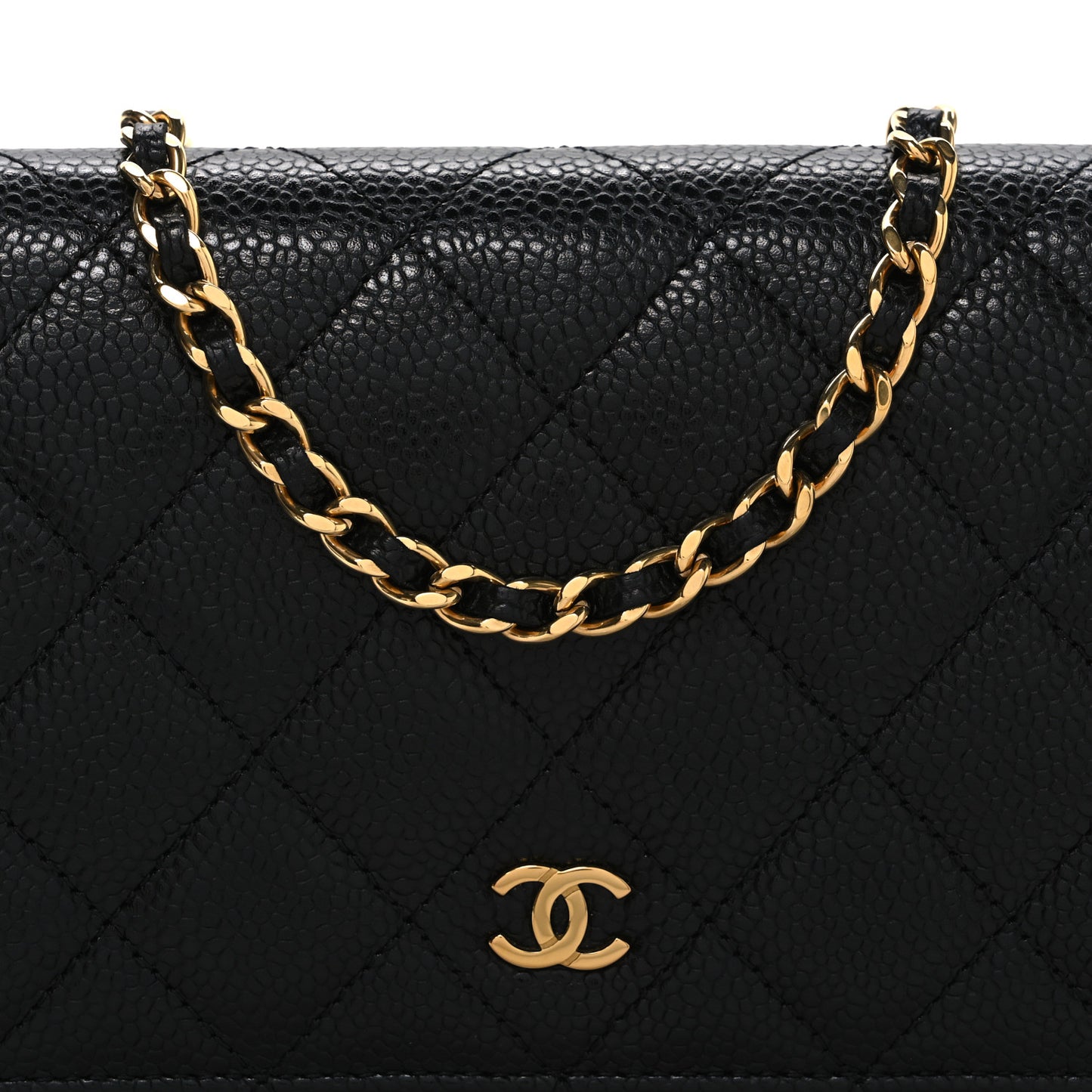 Caviar Quilted Wallet On Chain WOC Black