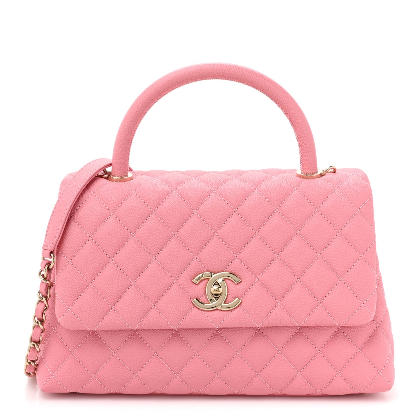 Caviar Quilted Small Coco Handle Flap Pink