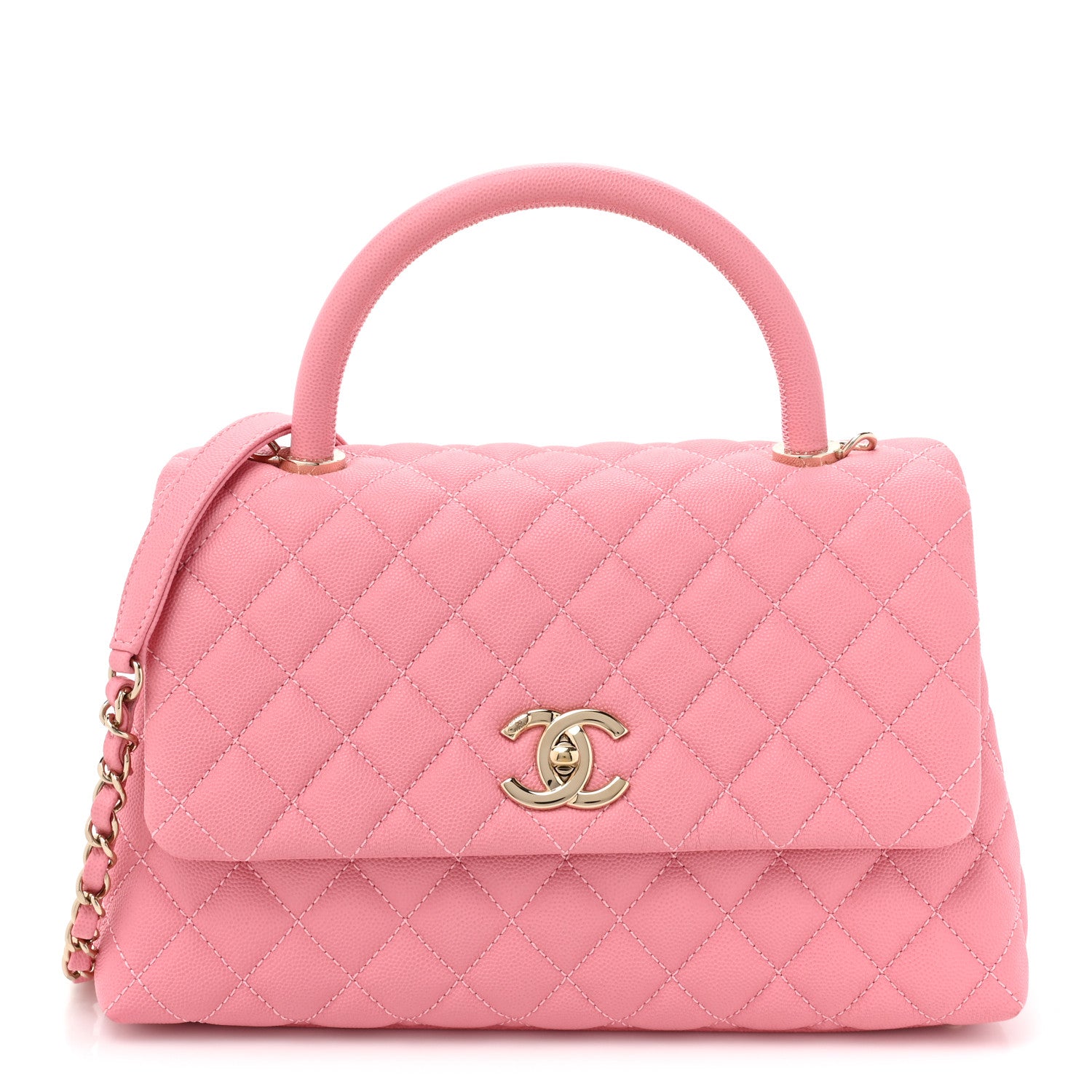 Chanel Caviar Quilted Small Coco Handle Flap Pink 1 of 14