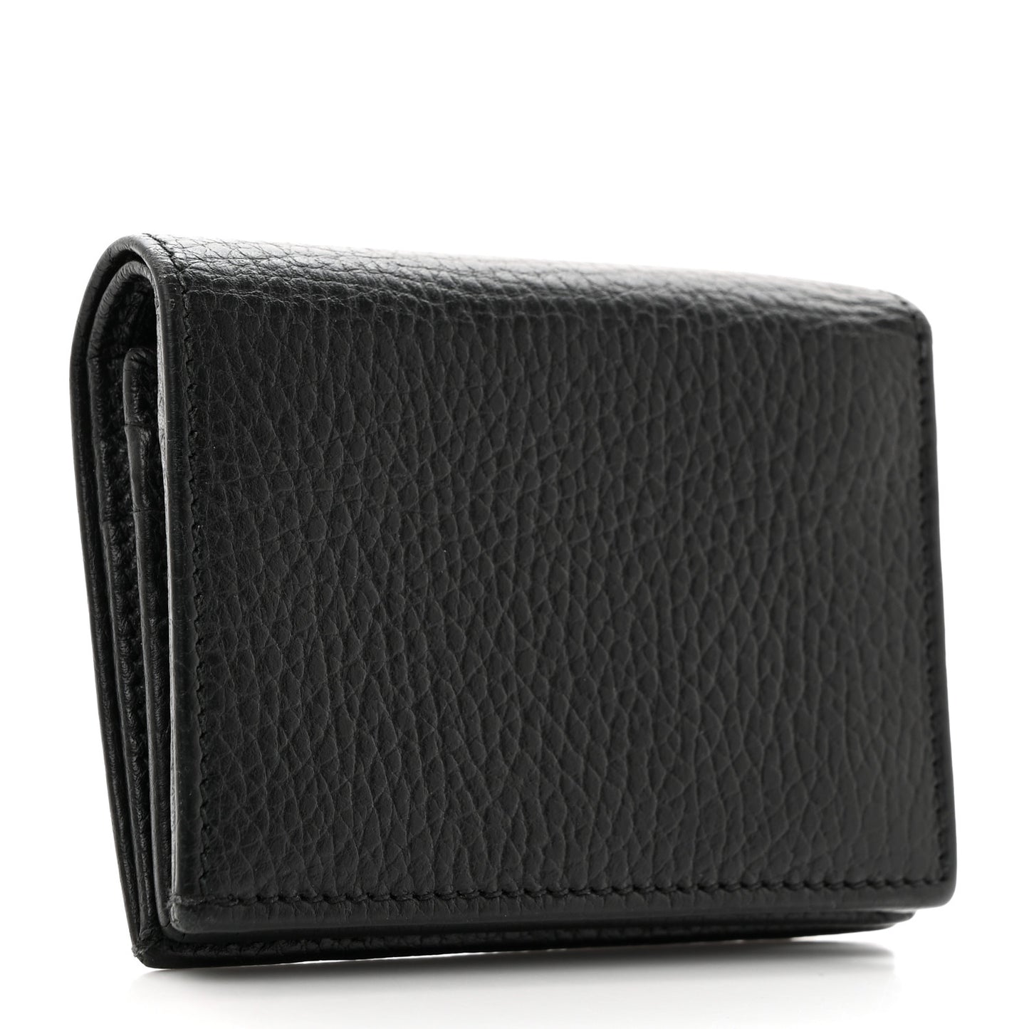 Pebbled Calfskin GG Marmont Card Case Black