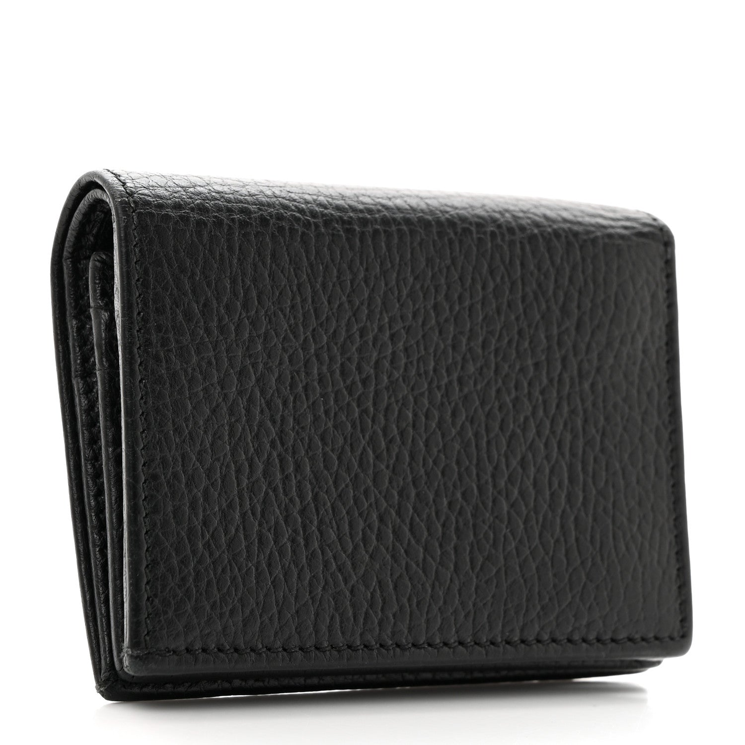 Gucci Pebbled Calfskin GG Marmont Card Case Black 3 of 8