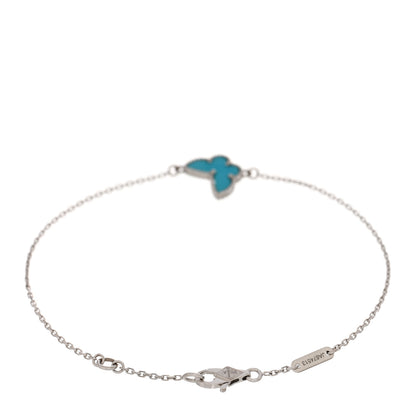 Van Cleef & Arpels 18K White Gold Turquoise Sweet Alhambra Butterfly Bracelet 2 of 3
