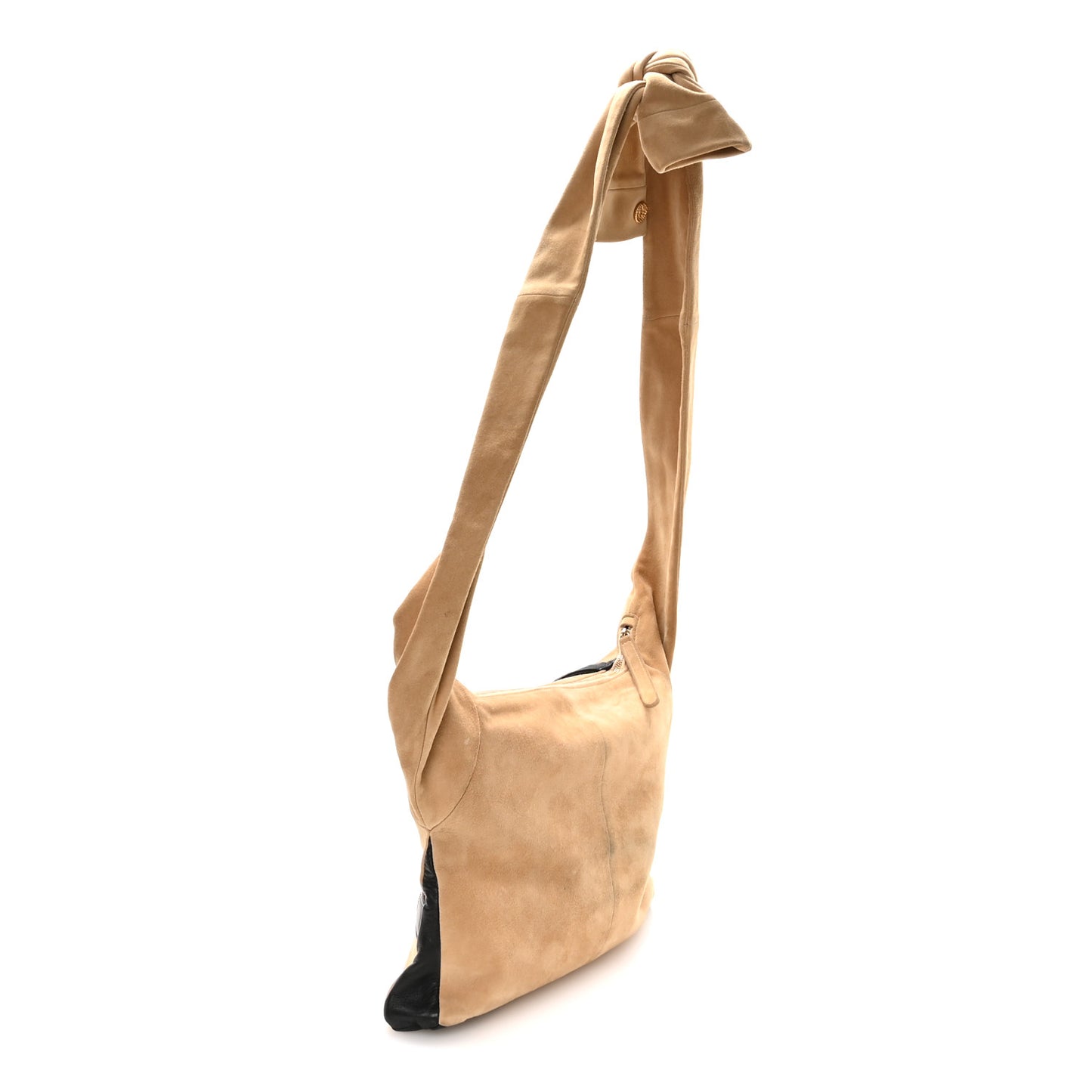 Suede Lambskin Small Girl Bag Beige Black