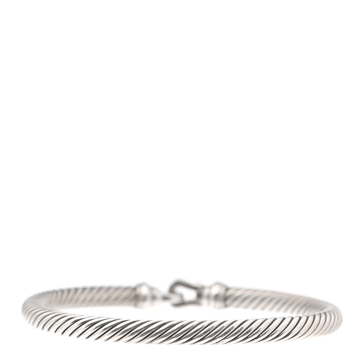 David Yurman Sterling Silver Diamond 5mm Cable Buckle Bracelet 3 of 4