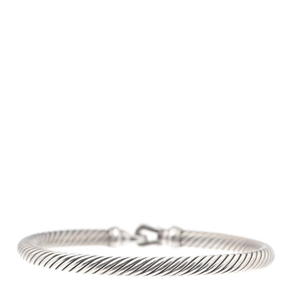David Yurman Sterling Silver Diamond 5mm Cable Buckle Bracelet 3 of 4