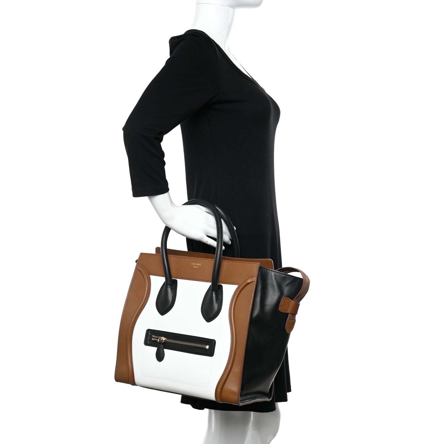 Celine Smooth Calfskin Mini Tri-Color Luggage White Brown 2 of 13