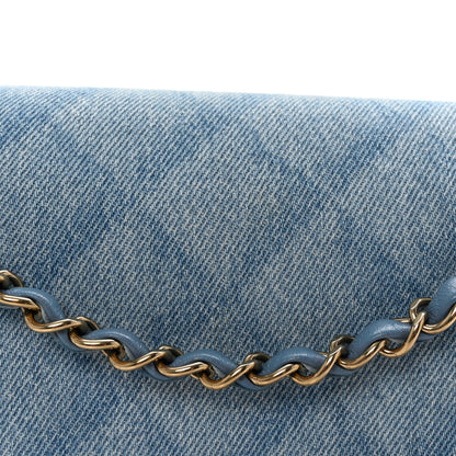 Chanel Printed Denim Quilted Medium Double Flap Light Blue 8 of 10