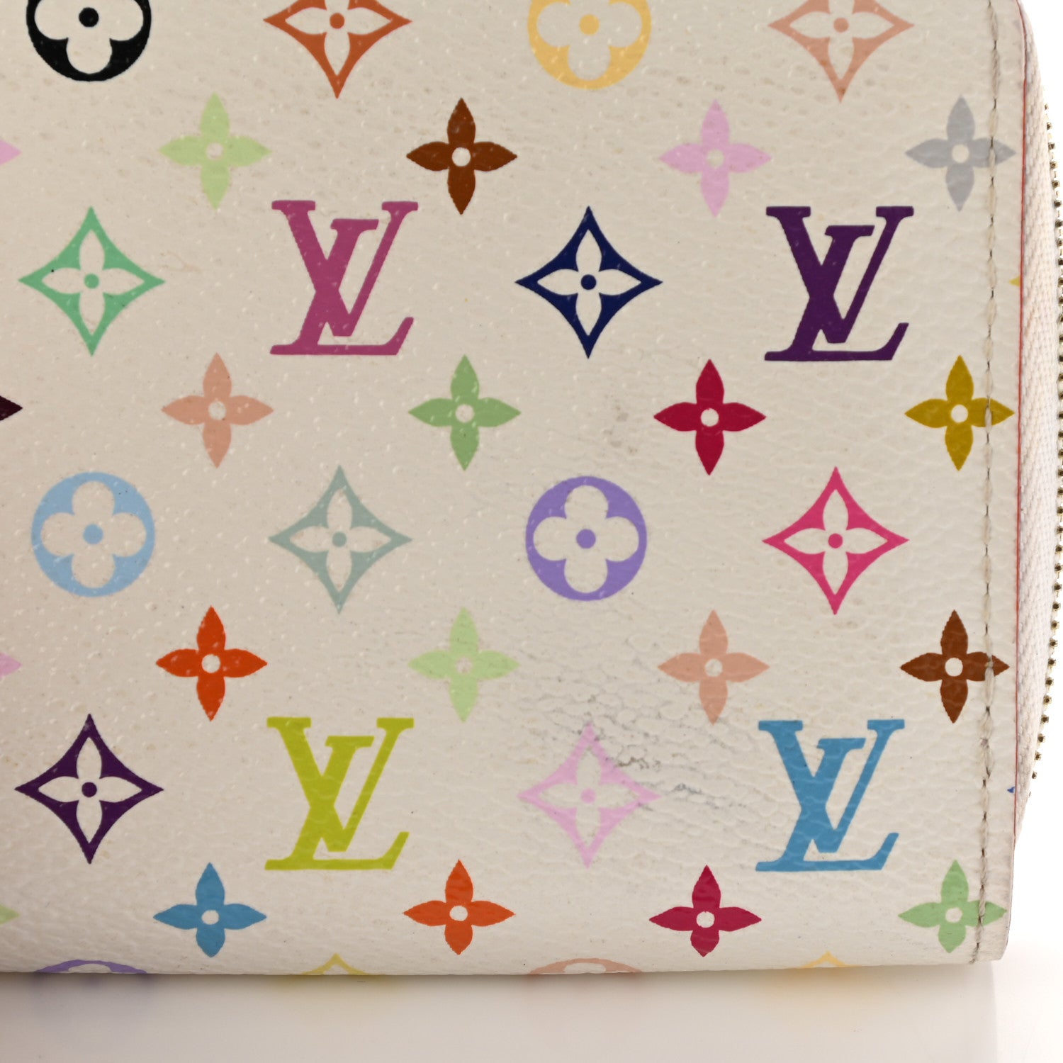Louis Vuitton Monogram Multicolor Zippy Coin Purse Wallet White Litchi 12 of 15