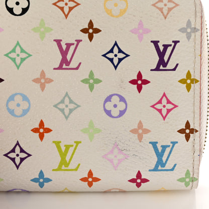 Louis Vuitton Monogram Multicolor Zippy Coin Purse Wallet White Litchi 12 of 15