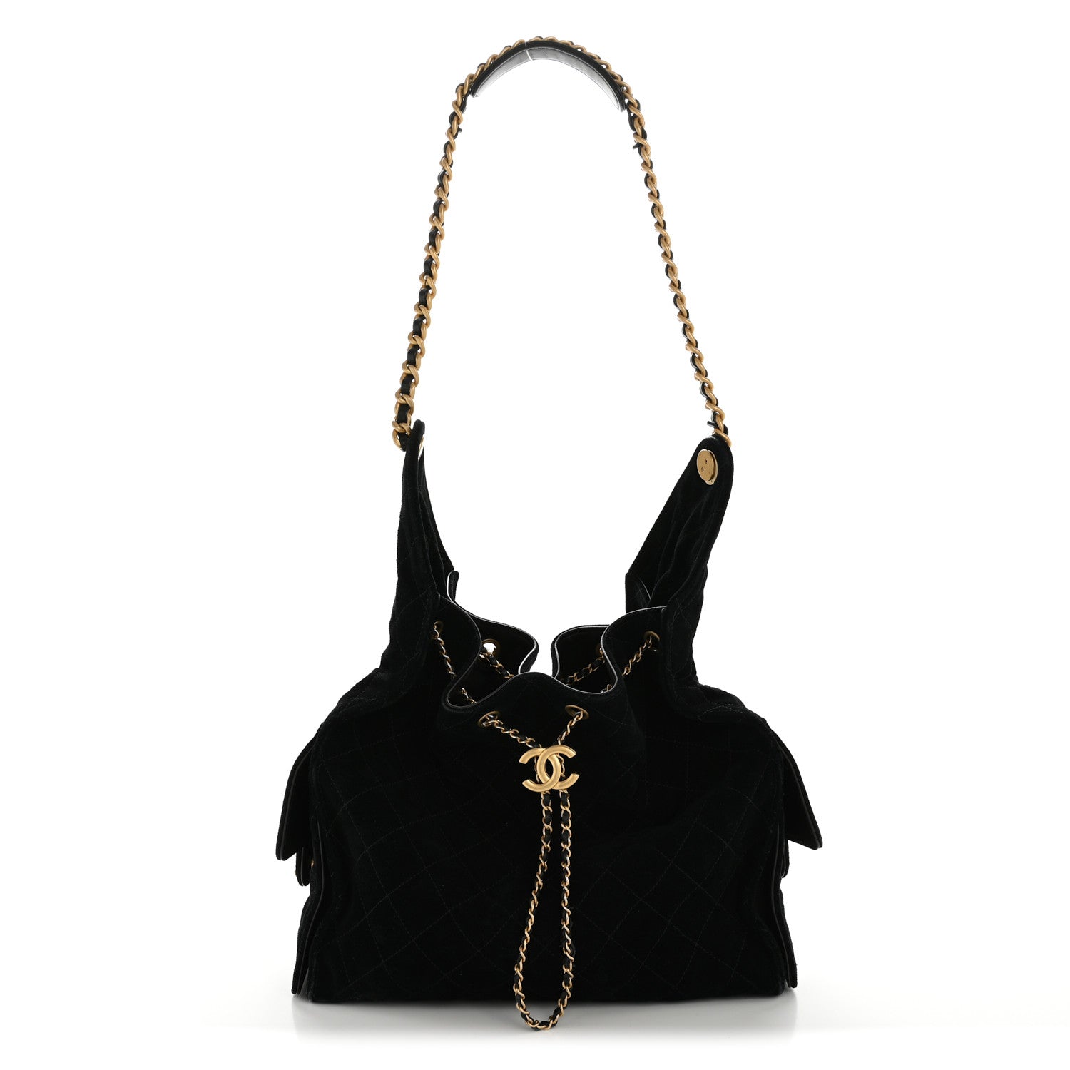 Chanel Suede Quilted Medium Chanel 25 Handbag Black 1 of 13
