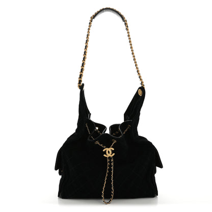 Chanel Suede Quilted Medium Chanel 25 Handbag Black 1 of 13