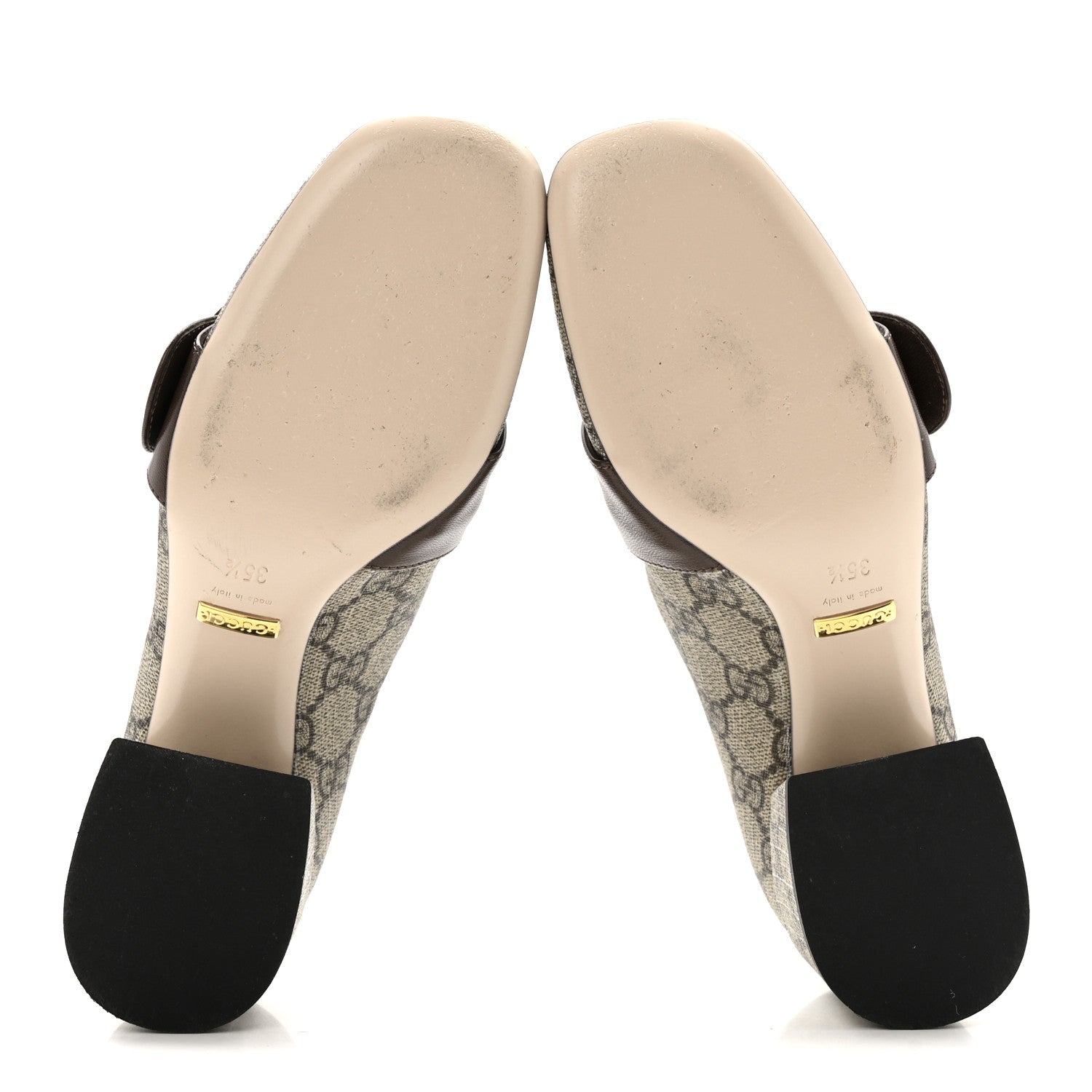 Gucci GG Supreme Monogram Malaga Kid Blondie Pumps 35.5 Beige Ebony New Acero 6 of 13