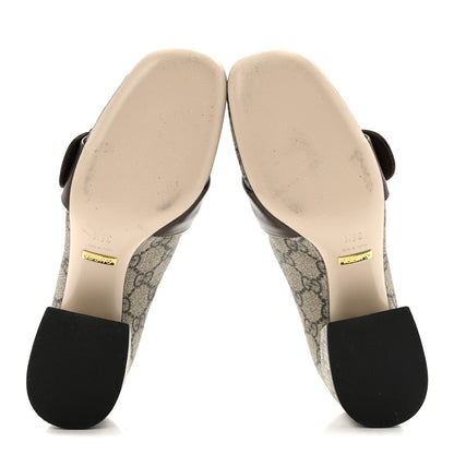 Gucci GG Supreme Monogram Malaga Kid Blondie Pumps 35.5 Beige Ebony New Acero 6 of 13