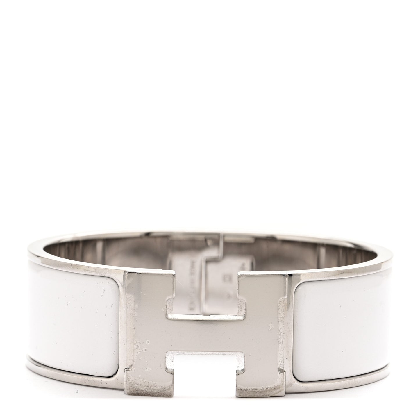 Enamel Wide Clic Clac H Bracelet PM White