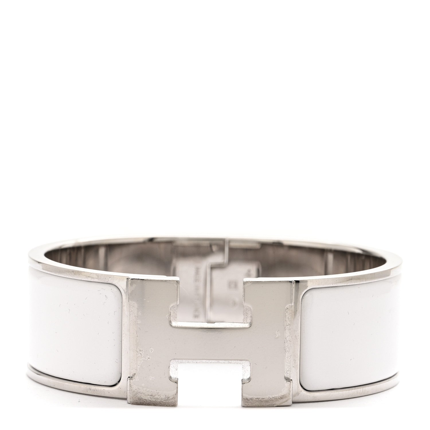 Hermes Enamel Wide Clic Clac H Bracelet PM White 1 of 5