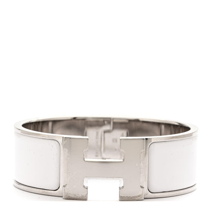Hermes Enamel Wide Clic Clac H Bracelet PM White 1 of 5