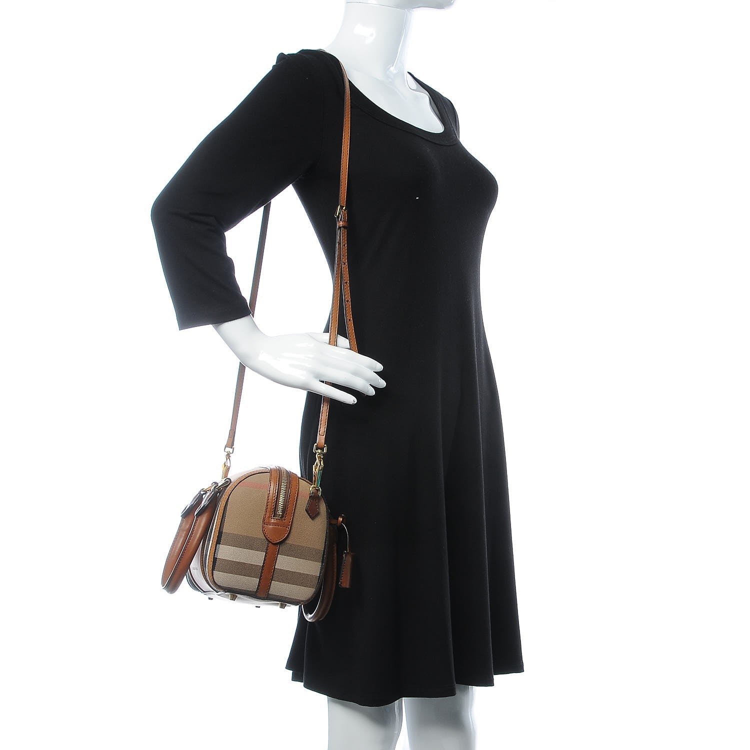 Burberry House Check Small Alchester Bowling Bag Brown 3 of 9