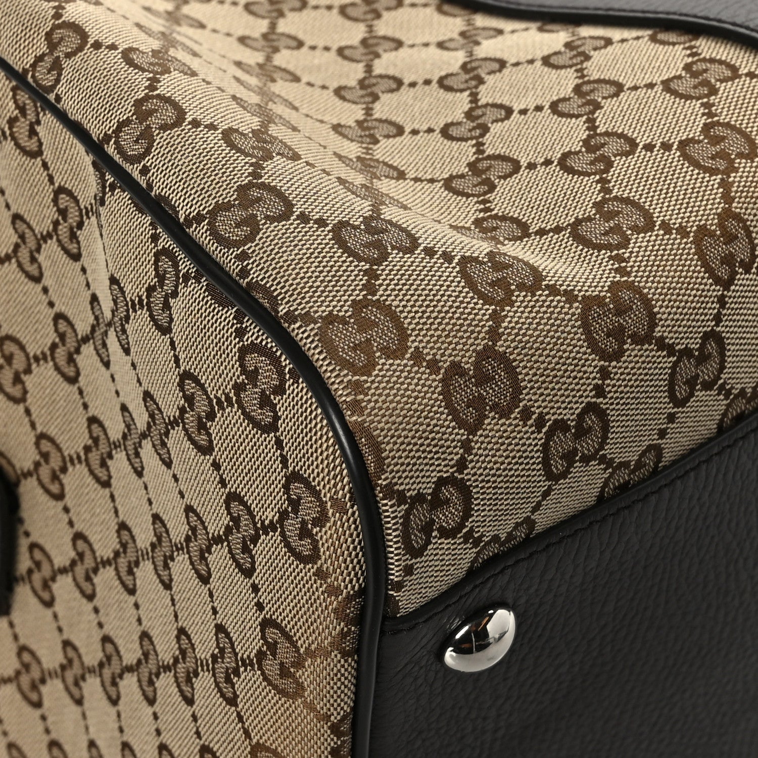 Gucci Monogram Dollar Calfskin Boston Duffle Bag Beige Ebony Testa di Moro Marrone Scuro 8 of 11
