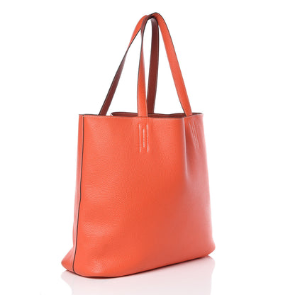 Hermes Veau Sikkim Taurillon Clemence Double Sens 45 Reversible Tote Rubis Bougainvillea 4 of 17