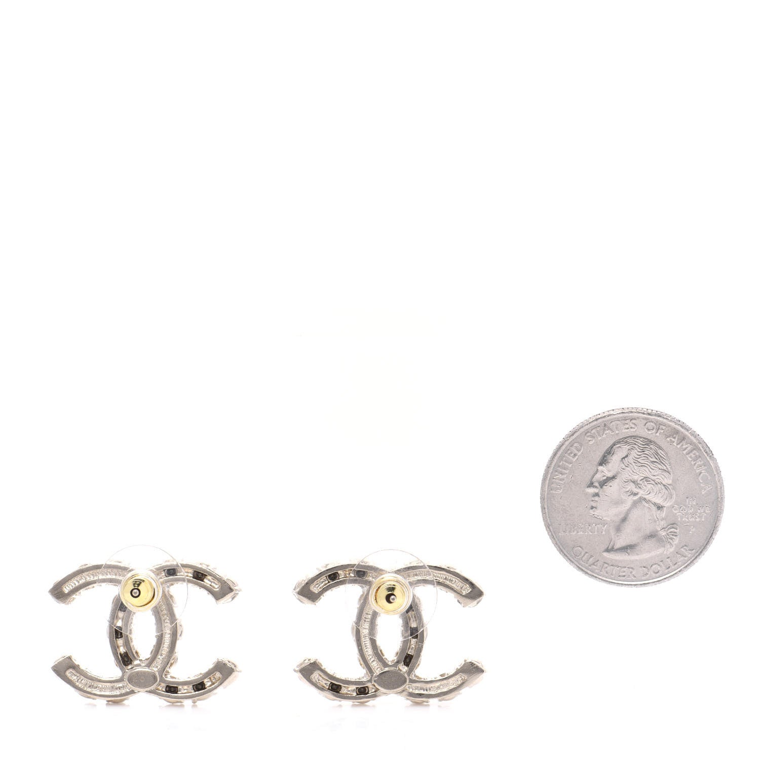 Chanel Crystal Pearl CC Dazzling Domino Earrings Gold 2 of 4