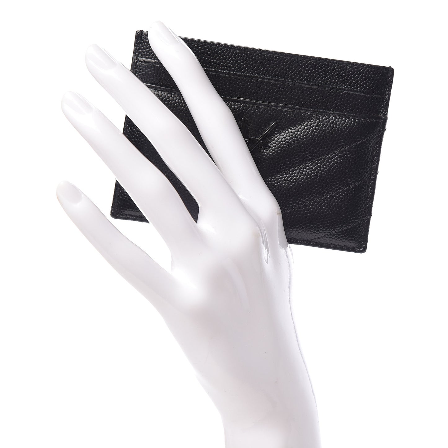 Grain De Poudre Matelasse Chevron Monogram Credit Card Case Black