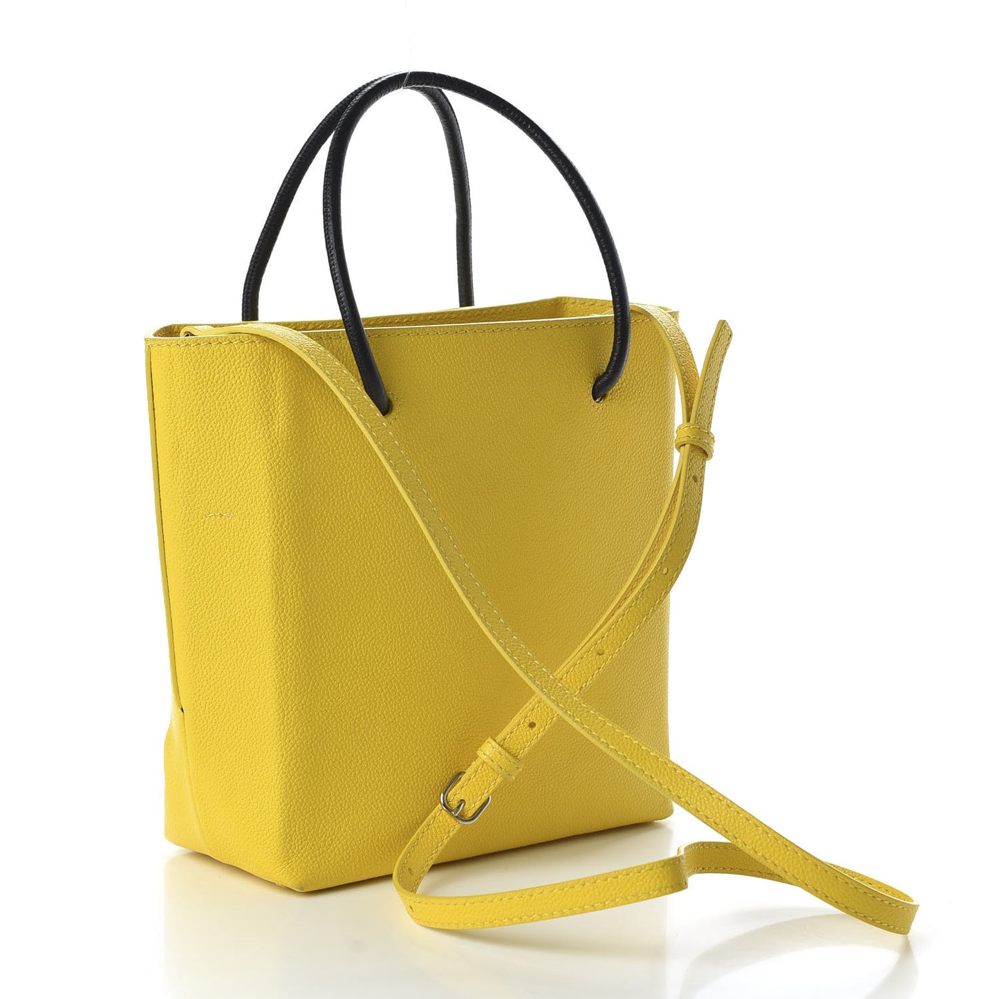 Heritage Calfskin Logo XXS Shopping Tote Jaune Primaire Black