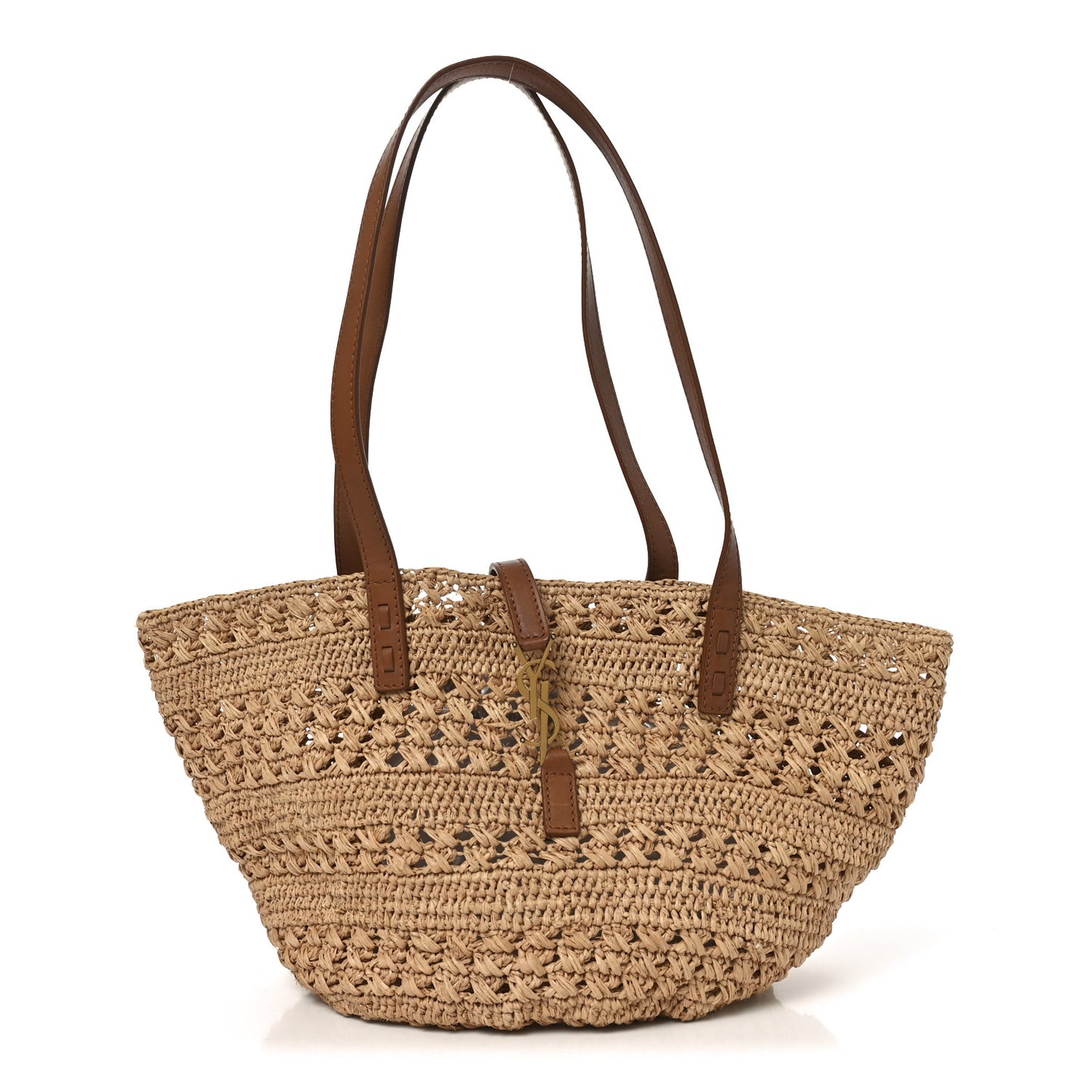 Raffia Calfskin Small Panier Tote Naturel Naturel