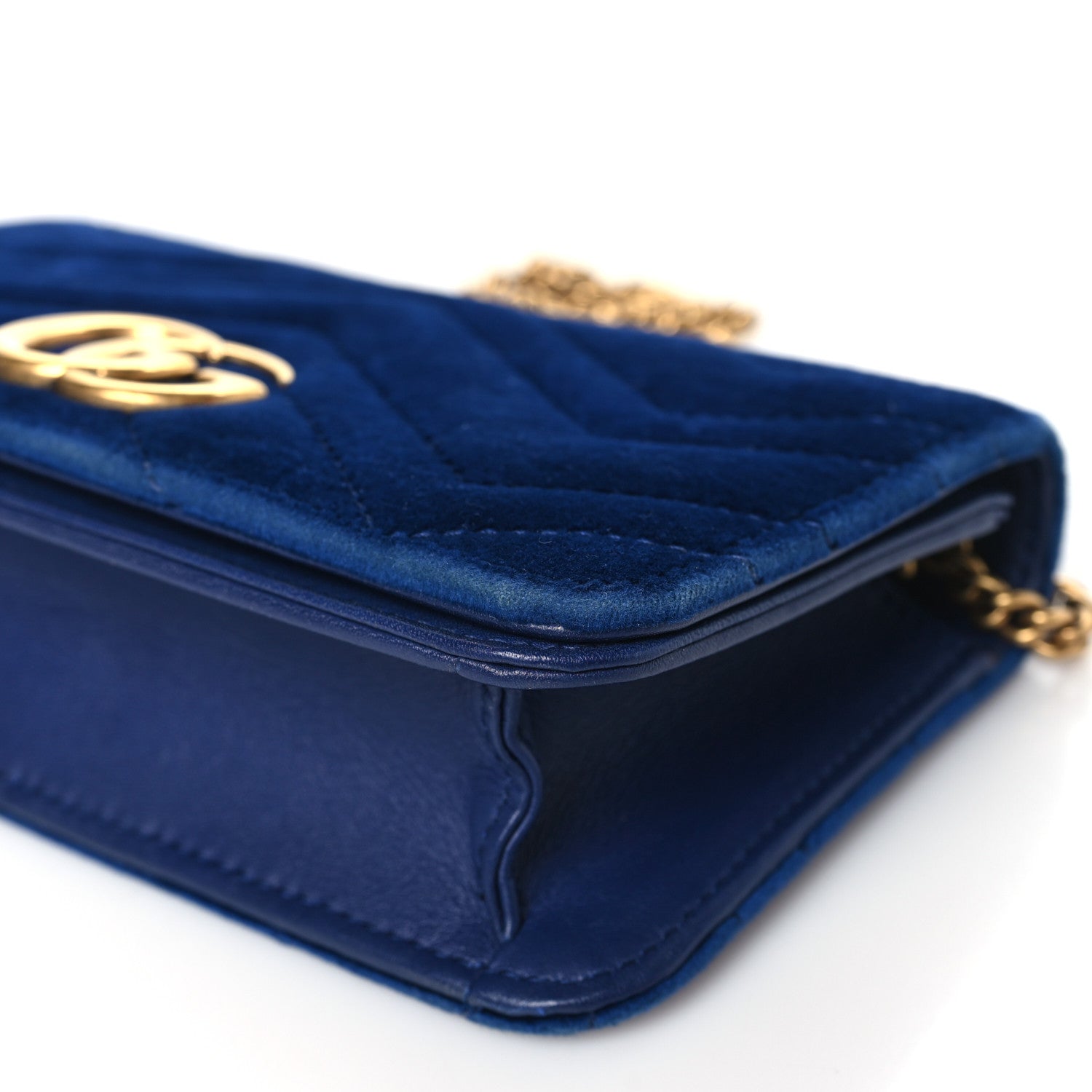 Gucci Velvet Matelasse GG Marmont Mini Bag Cobalt Blue 9 of 10