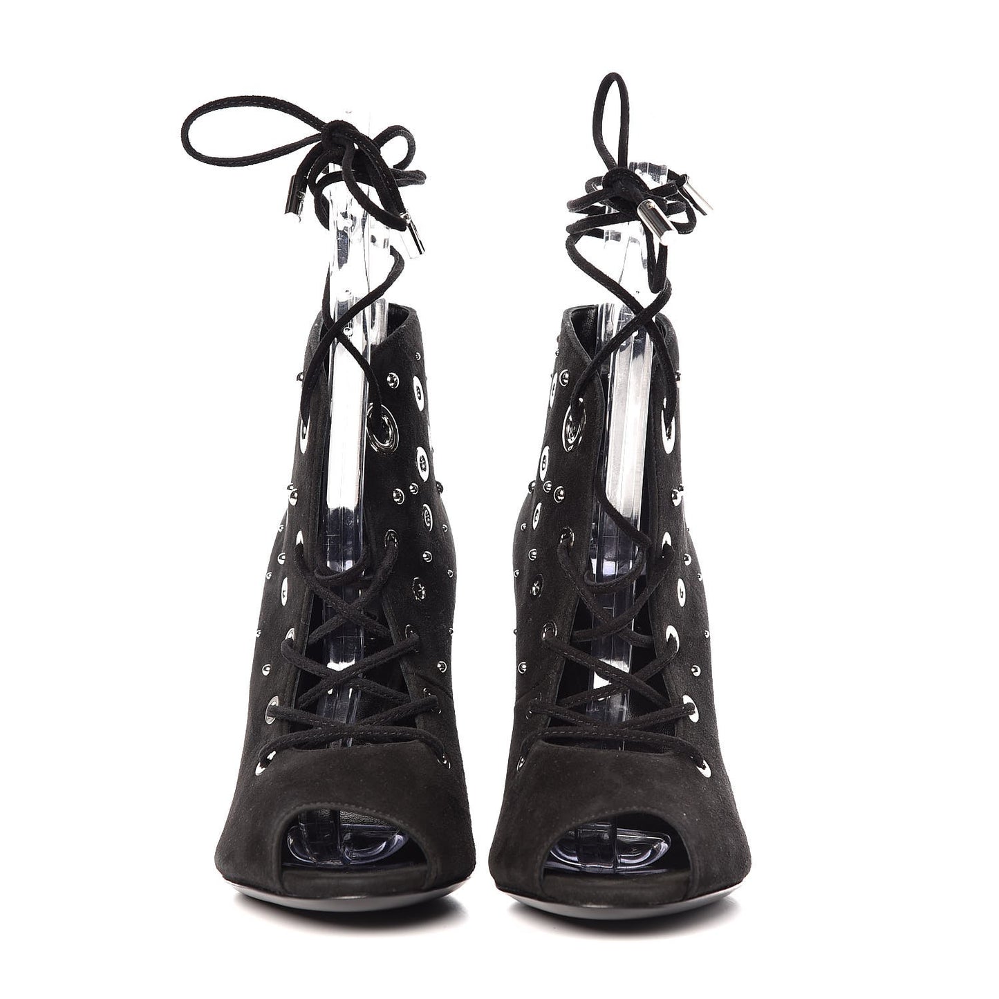 Suede Goatskin Parade Lace Up Ankle Boots 36 Black